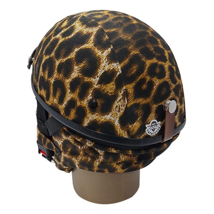 Capacete Coquinho Scooter Elétrica Custom Classic Pele de Onça